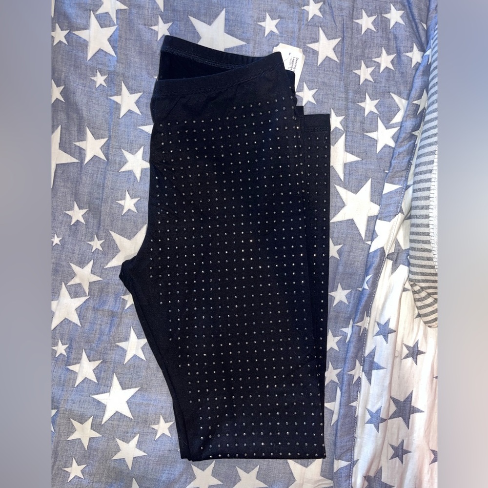 Vocal black rhinestone stud leggings NWT Medium